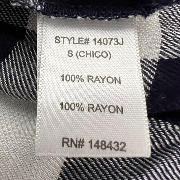 Staccato Women’s Long Roll Tab Sleeve Button Down Top Navy/White Check S - Picture 8 of 8